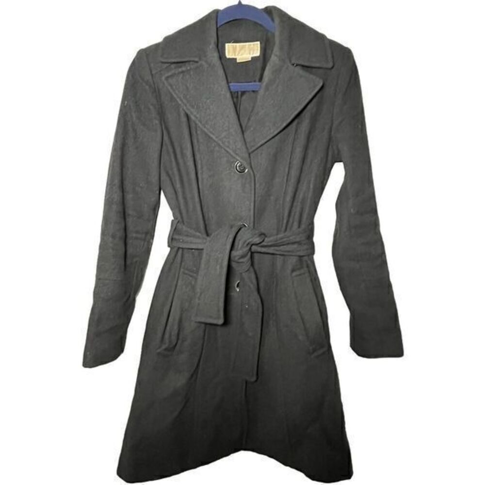 Michael Kors Womens Gray Belted Button Front Trench Peacoat Coat Jacket Size 2